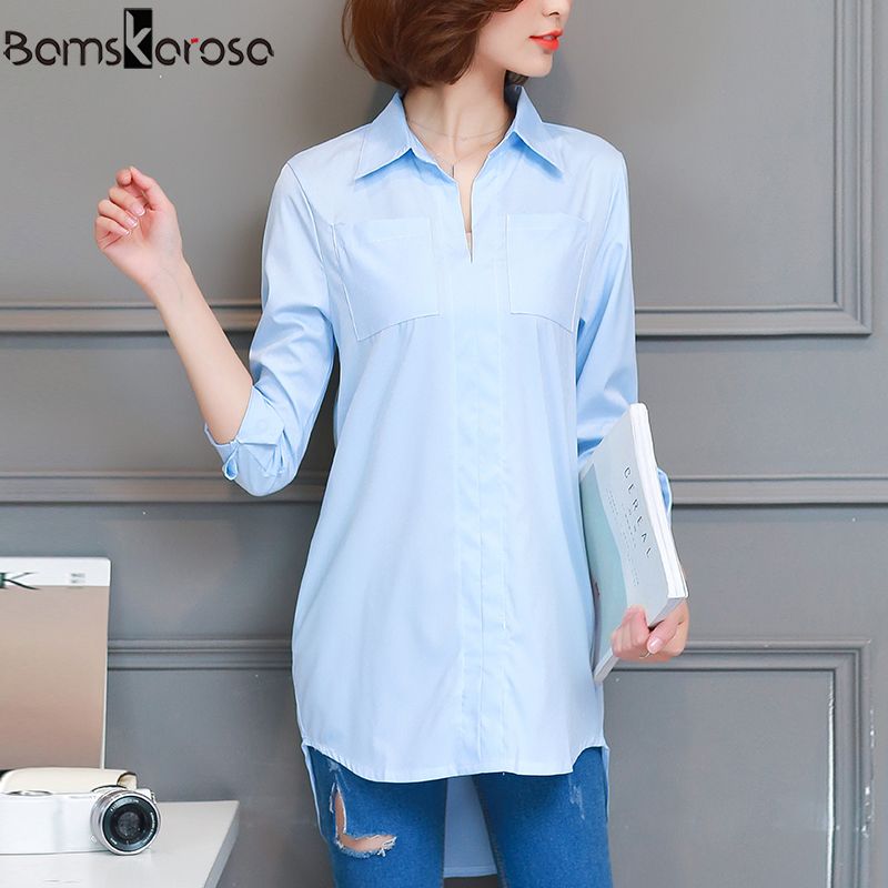 Tallas grandes Túnica larga Blusas para mujer Moda 2019 Camisa blanca Blusa suelta