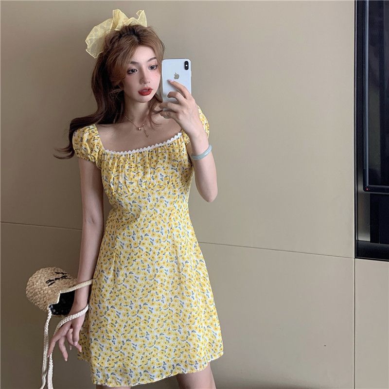 light yellow floral dress