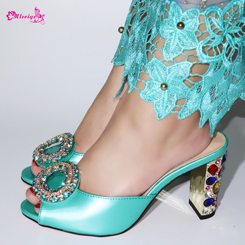 green evening shoes