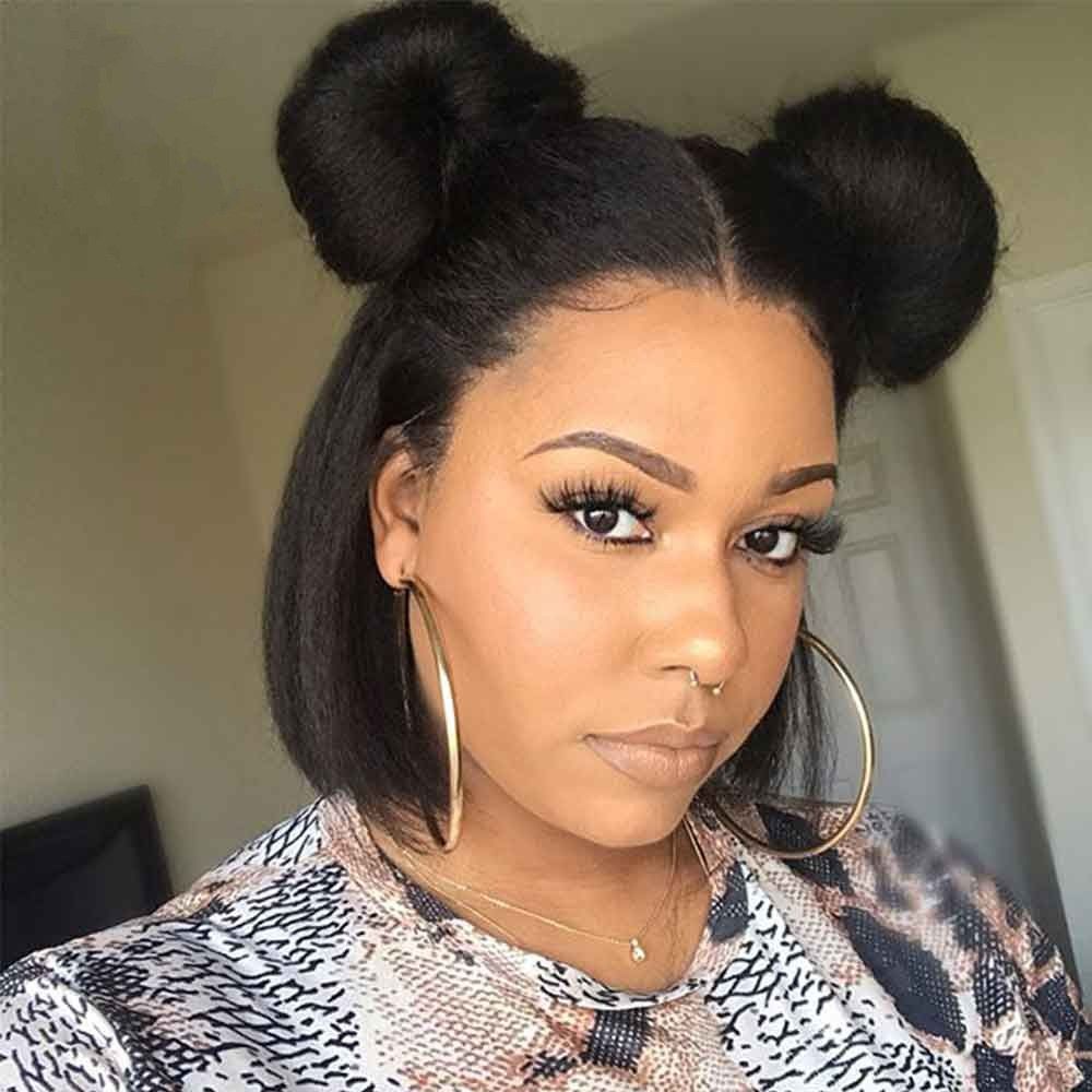 Kinky Straight Human Hair Lace Front Wigs Coarse Yaki Full Lace Wig 130% Density Virgin Kinky Straight Human Hair Lace Front Wigs Coarse Yaki Full Lace Wig 130% Density Virgin