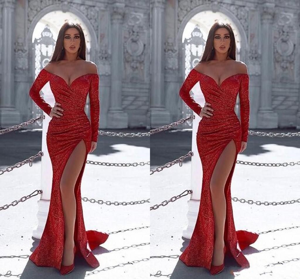 red long gown with slit