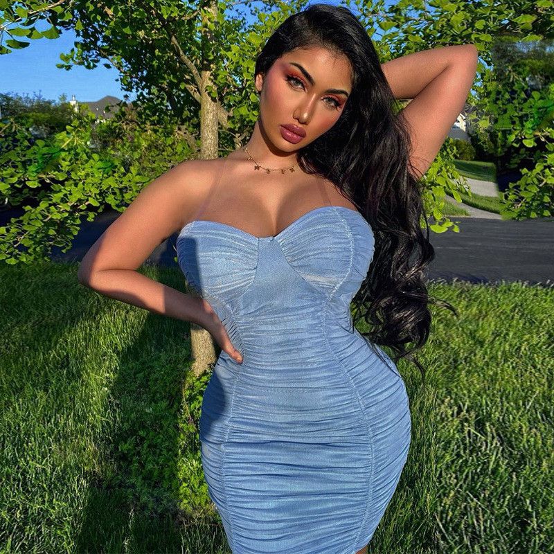 Compra Sexy Bodycon Papeles Apilados Vestidos Para Mujeres Sin Tirantes  Moda Verano Club Ropa Rubí Pegado Sólido Mini Vestido Femenino Barato |  Entrega Rápida Y Calidad | Es.Dhgate