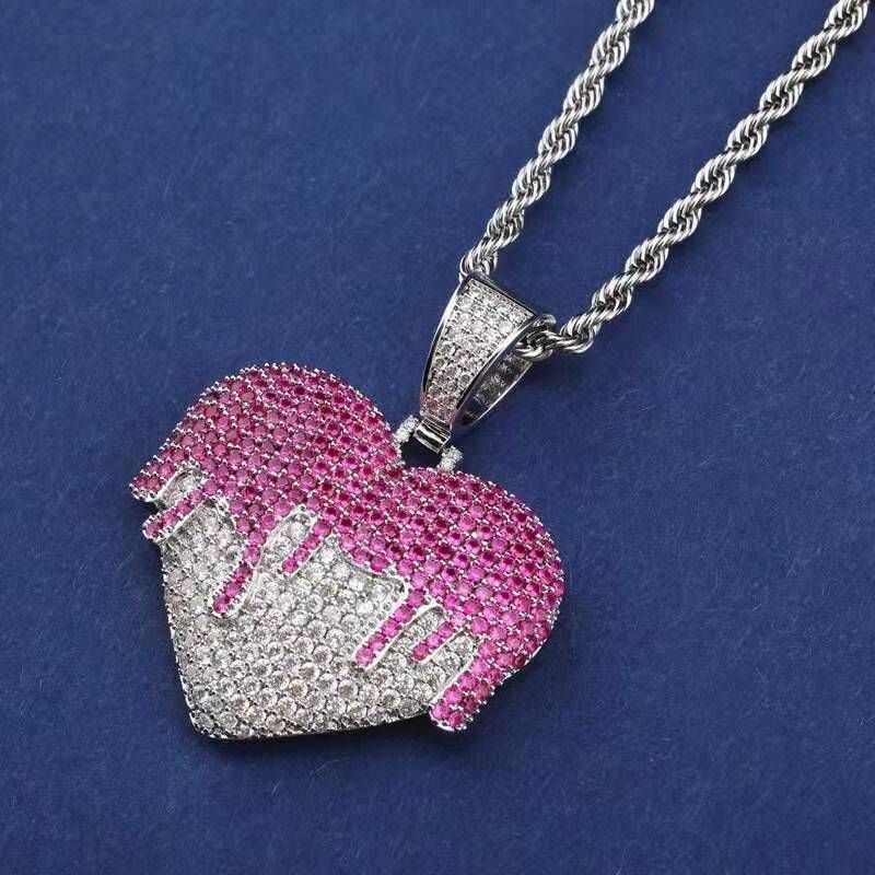 Iced Out Heart Pendant Necklaces For 