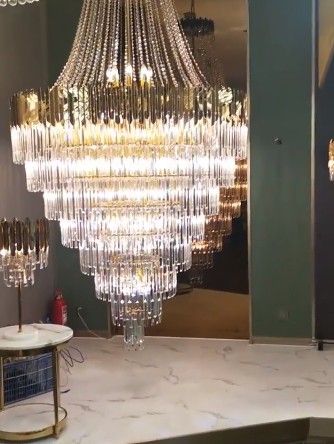 무료 배송 미국 크리스탈 샹들리에 골드 LED 펜던트 램프 조명 럭셔리 빌라 거실 호텔 계단 장식 샹들리에