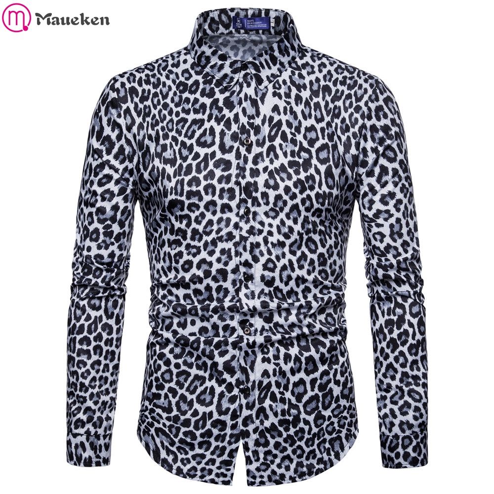 Trajes Hombre Cuello Alto Estampado Animal Print Casual Mang Trajes Hombre Cuello Alto Estampado Animal Print Casual Mang