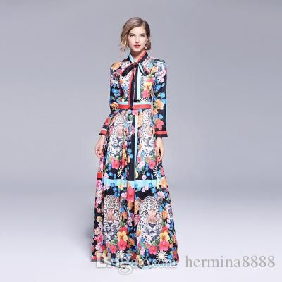 2020 Runway Designer Back Lion Floor Length Maxi Dress 2019 Fall
