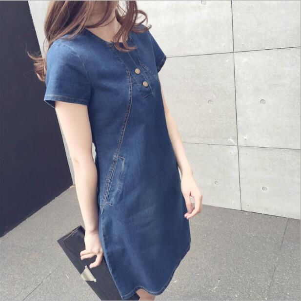 Compra Primavera Y El Verano De Corea Del Vestido De Mezclilla Manga Corta  Grande Hembra Palabra Suelta Una Falda 1386 Barato | Entrega Rápida Y  Calidad | Es.Dhgate
