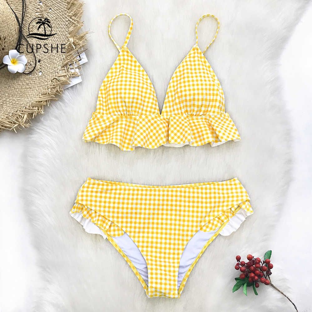 gingham two piece swimsuit