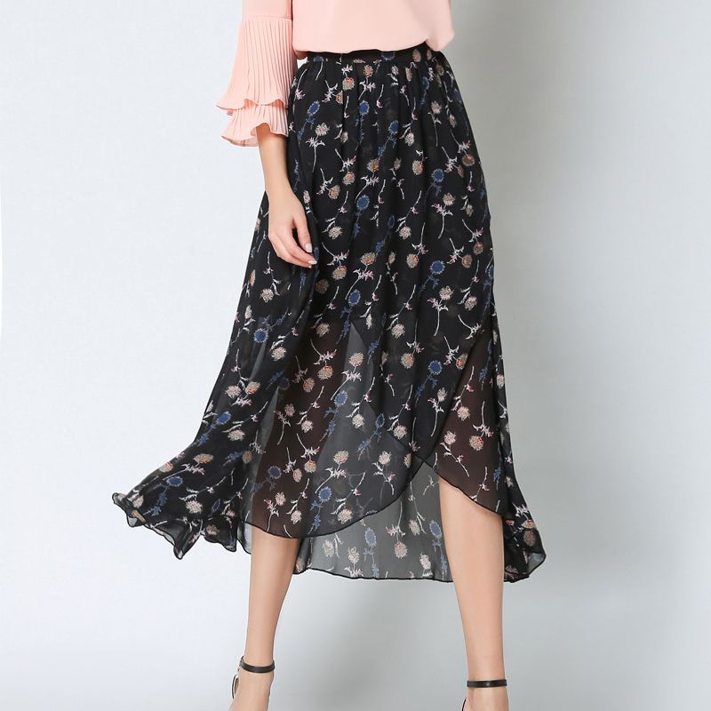 Compre Falda Larga Africana Impresa Floral Faldas Largas De Gasa