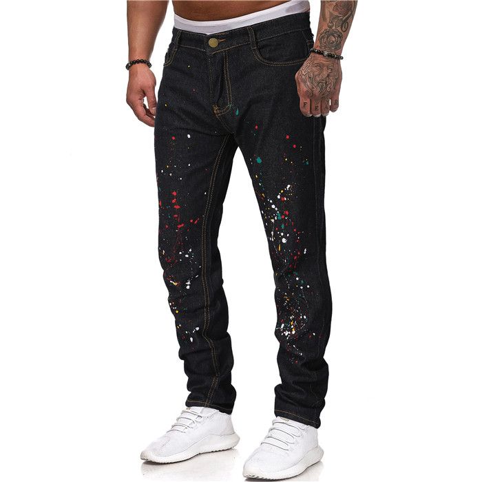 Compra Pantalones Vaqueros Para Hombre Pantalones Pintados Con Tinta  Diseñador De Moda Botón De Verano Cremallera Fly Tennager Ropa Casual Ropa  Homme Barato | Entrega Rápida Y Calidad | Es.Dhgate