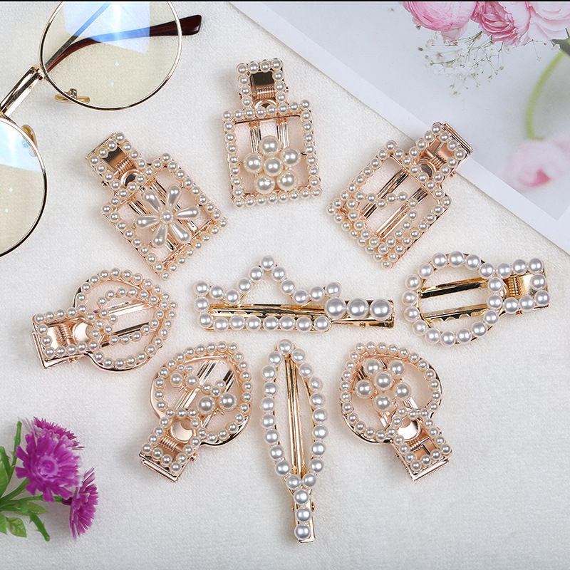 Snap clip hair new product listing fashionable trend high quality stocked women pearl hair clip hairgrips Snap clip hair new product listing fashionable trend high quality stocked women pearl hair clip hairgrips