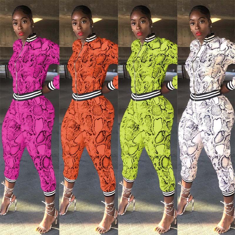 Women Snake Skin Print 2 Two Piece 
