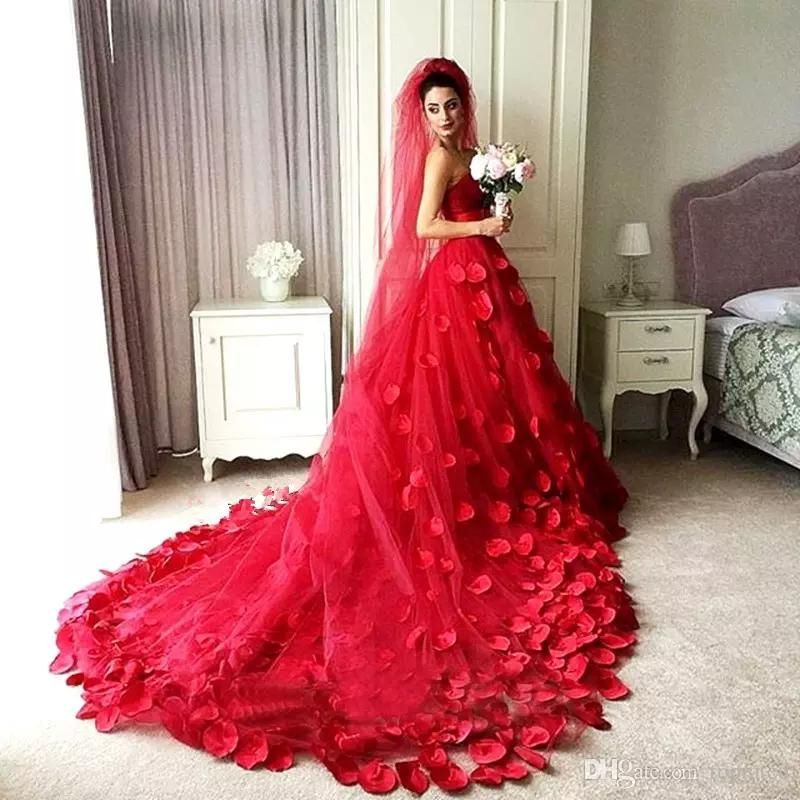 red tulle wedding dress