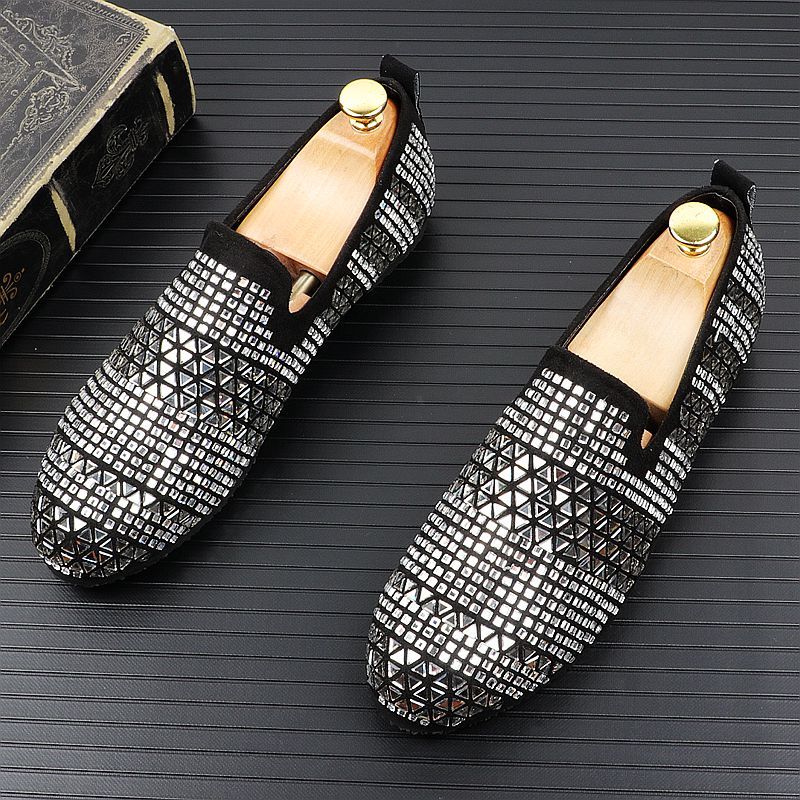 men silver prom shoes