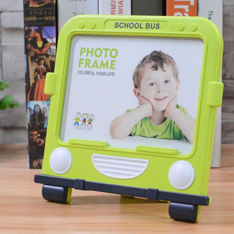 7 Inch Creative School Bus Pictures Frames Plastic Kids Children
