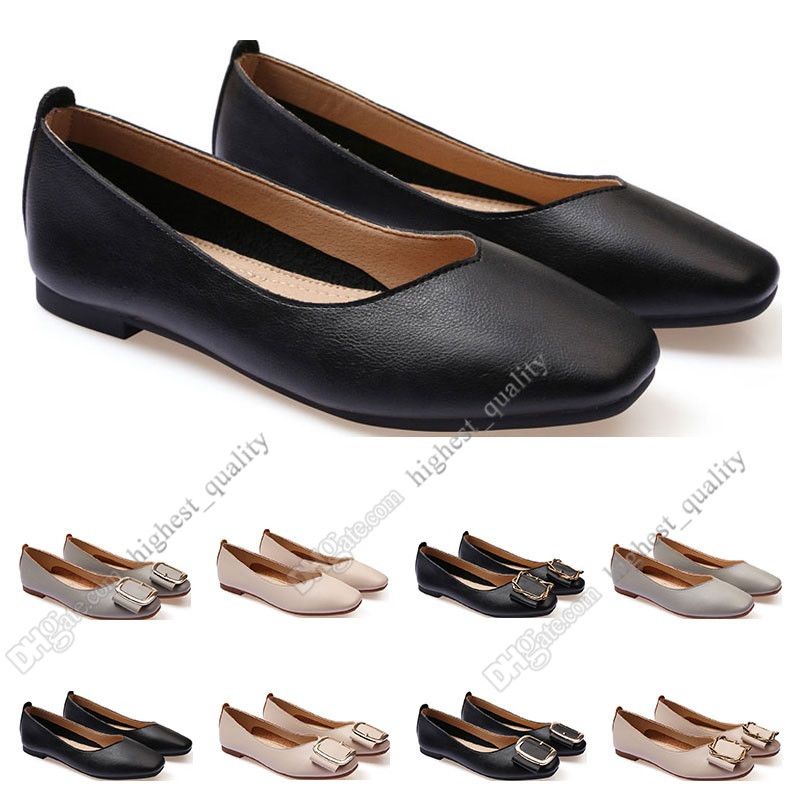 Ladies Flat Shoe Lager Size 33 43 Womens Girl Leather Nude Black Grey ...