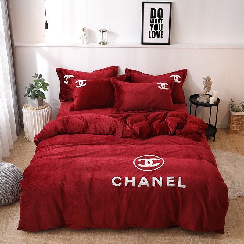 Solid Color Winter Duvet Cover Red Fashion Bedding Sets Warm Bed