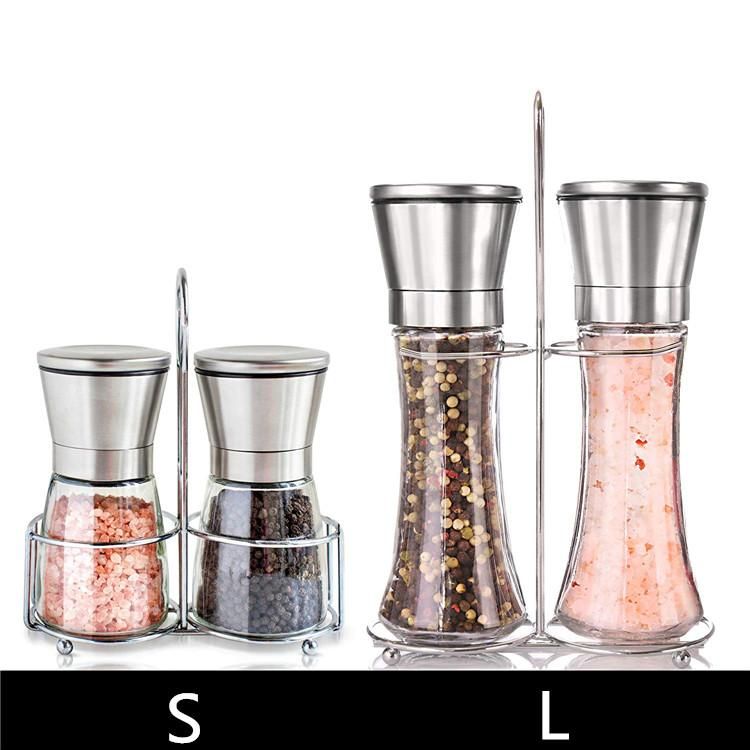 BENICCI BRAND SALT & PEPPER GRINDER SET - GLASS / STAINLESS STEEL NEW IN  BOX
