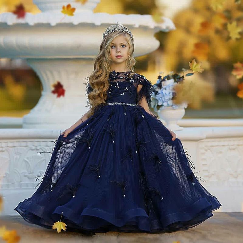 Attractive Navy Blue Feather Flower 