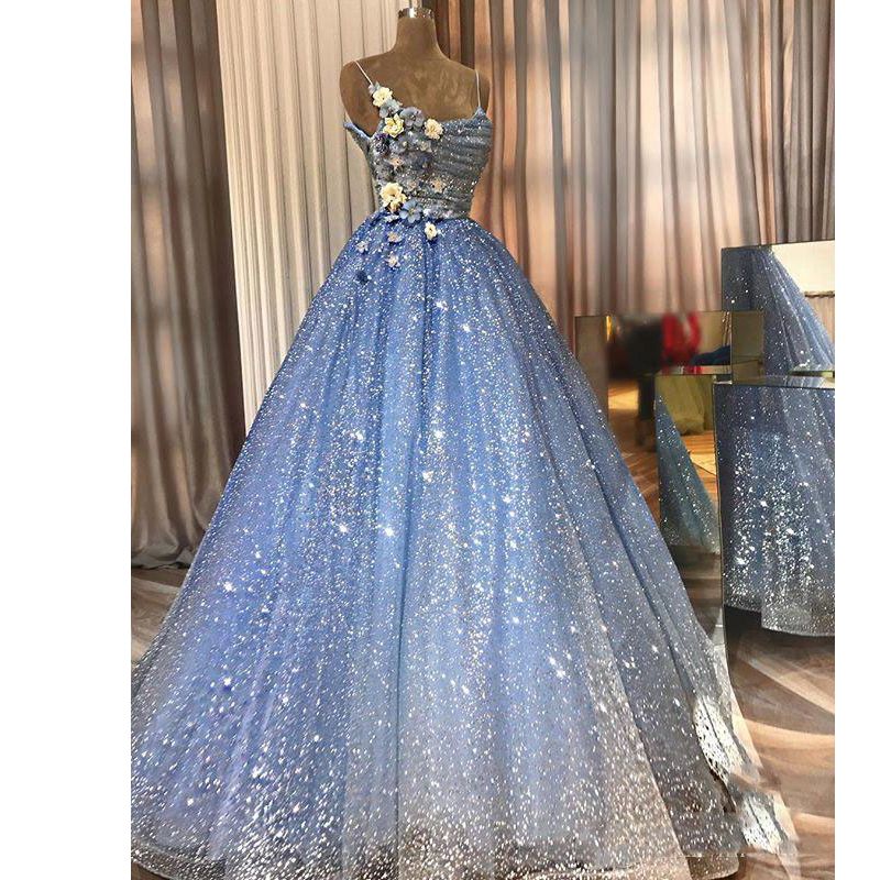 Sparkly Sequined A Line Prom Dresses 