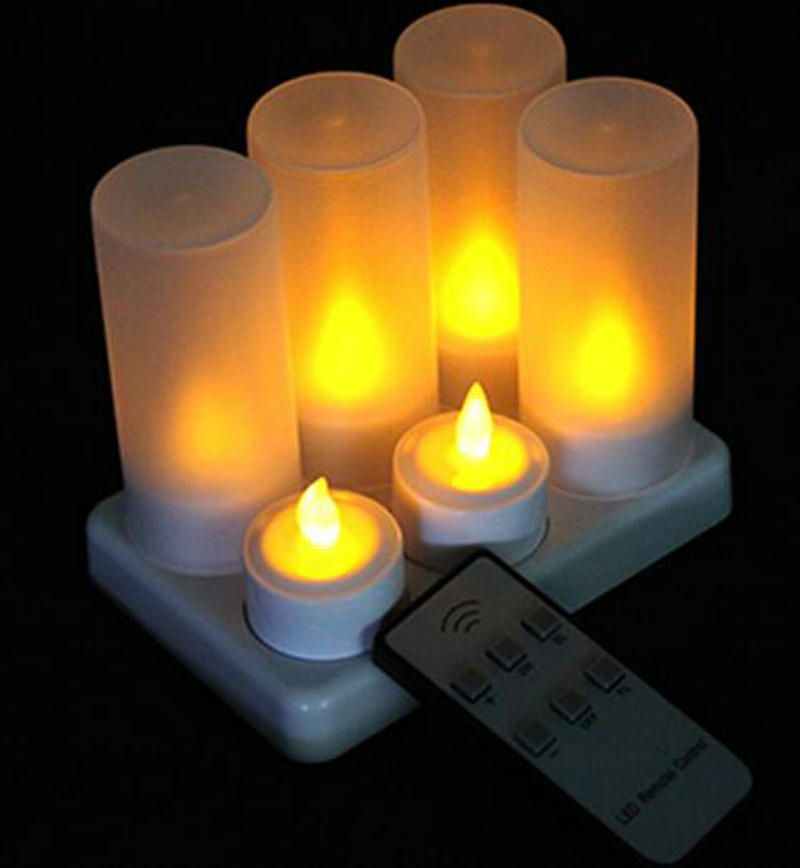 Set Of Led Candle Remote Controlled Flickering Frosted
