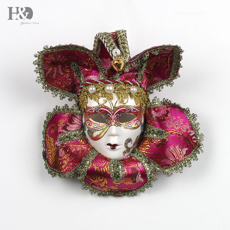 H D Jester Joker Full Face Mini Venetian Mask Masquerade