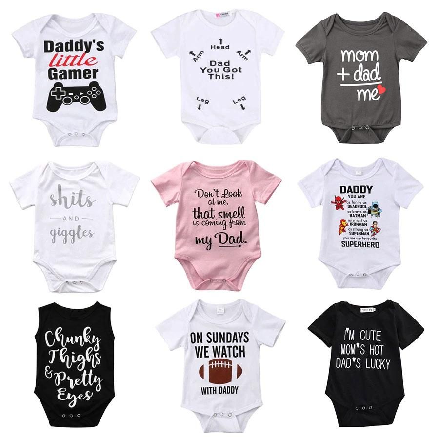 Dad is My Superman Newborn Infant Baby Girls Clothes Short Sleeve Romper Striped