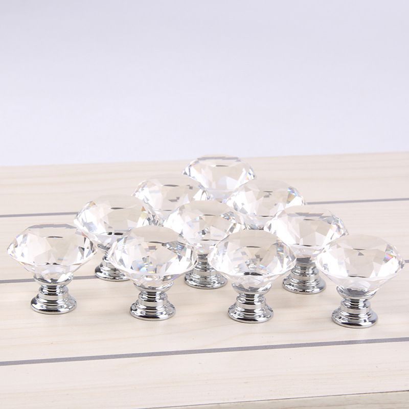 Clear 30mm Diamond Shape Design Crystal Glass Door Knobs