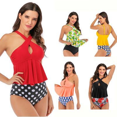 polka dot high waist bikini swimsuit