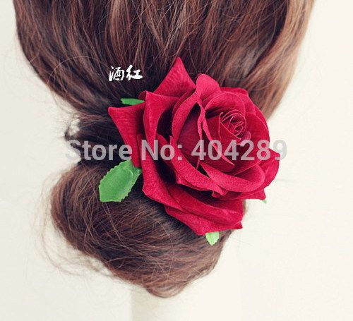 2019 High Quality Artificial Velvet Rose Flower Brooch Hair Clips