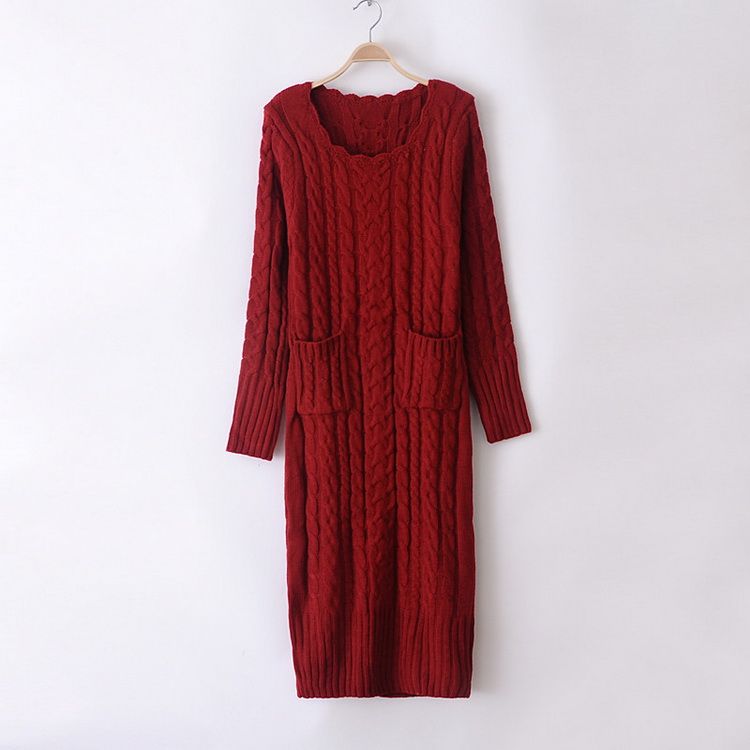 red maxi sweater dress