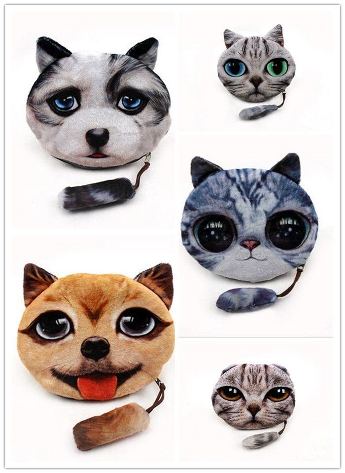 cat face coin purse