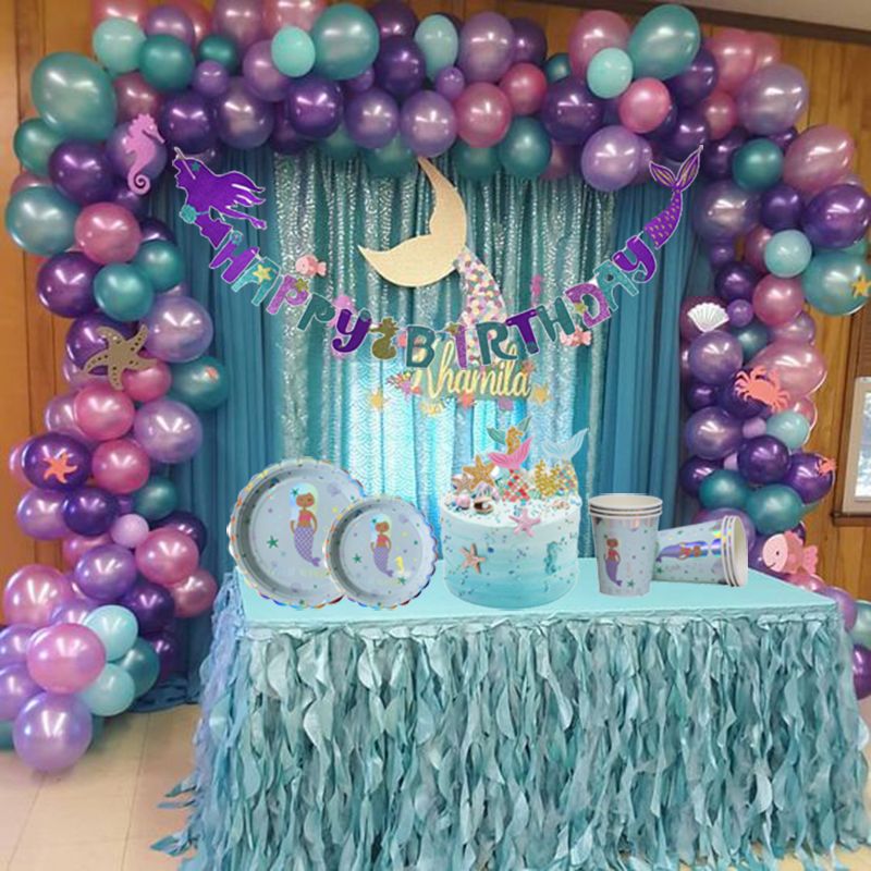 Acheter Pas Cher Petite Sirene Parties Theme Ballons Enfants Favor Mermaids Party Art De La Table Coupes Papier 1er Joyeux Anniversaire Party Set De Baby Shower Du 6 02 Fr Dhgate