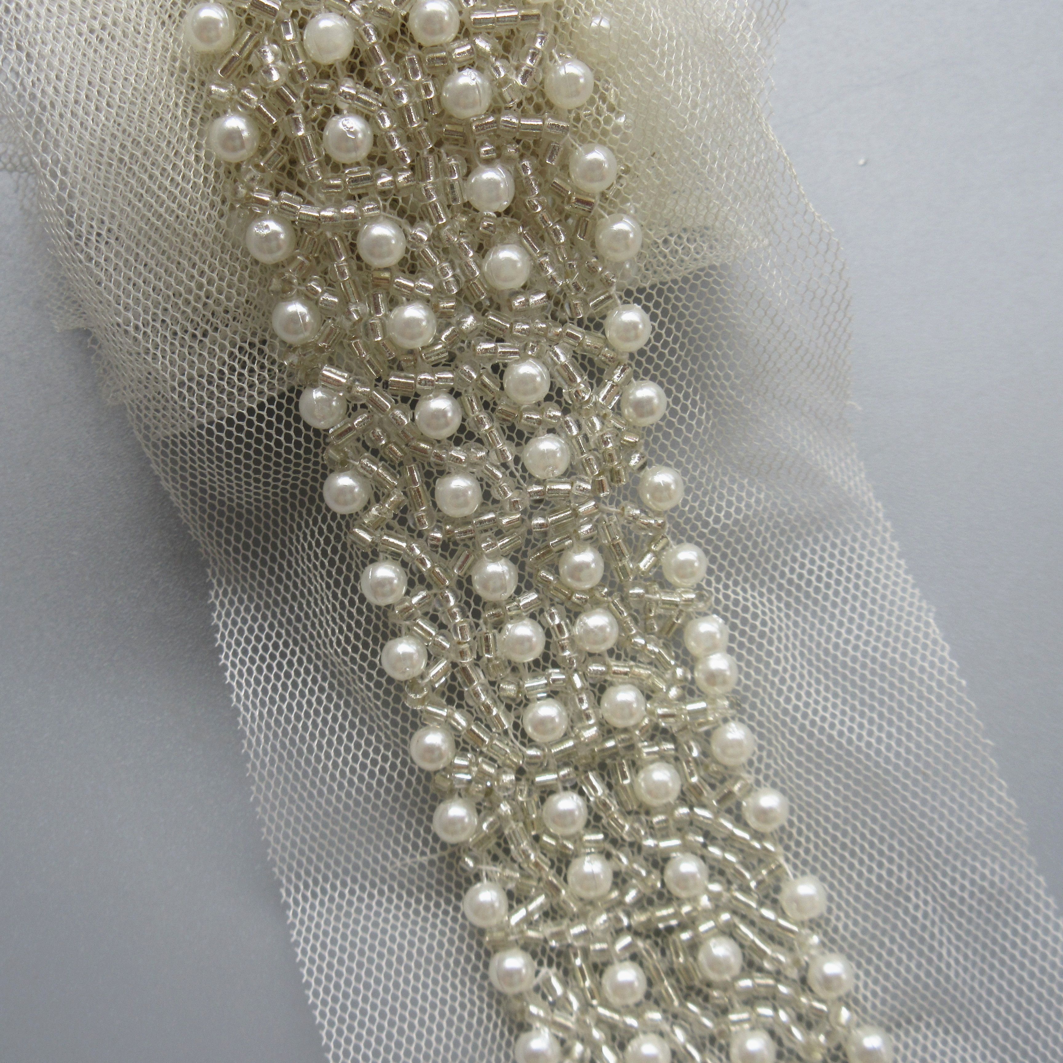 1 yarda de perlas de perlas de encaje decorativo borde cinta malla borde 3  cm ancho