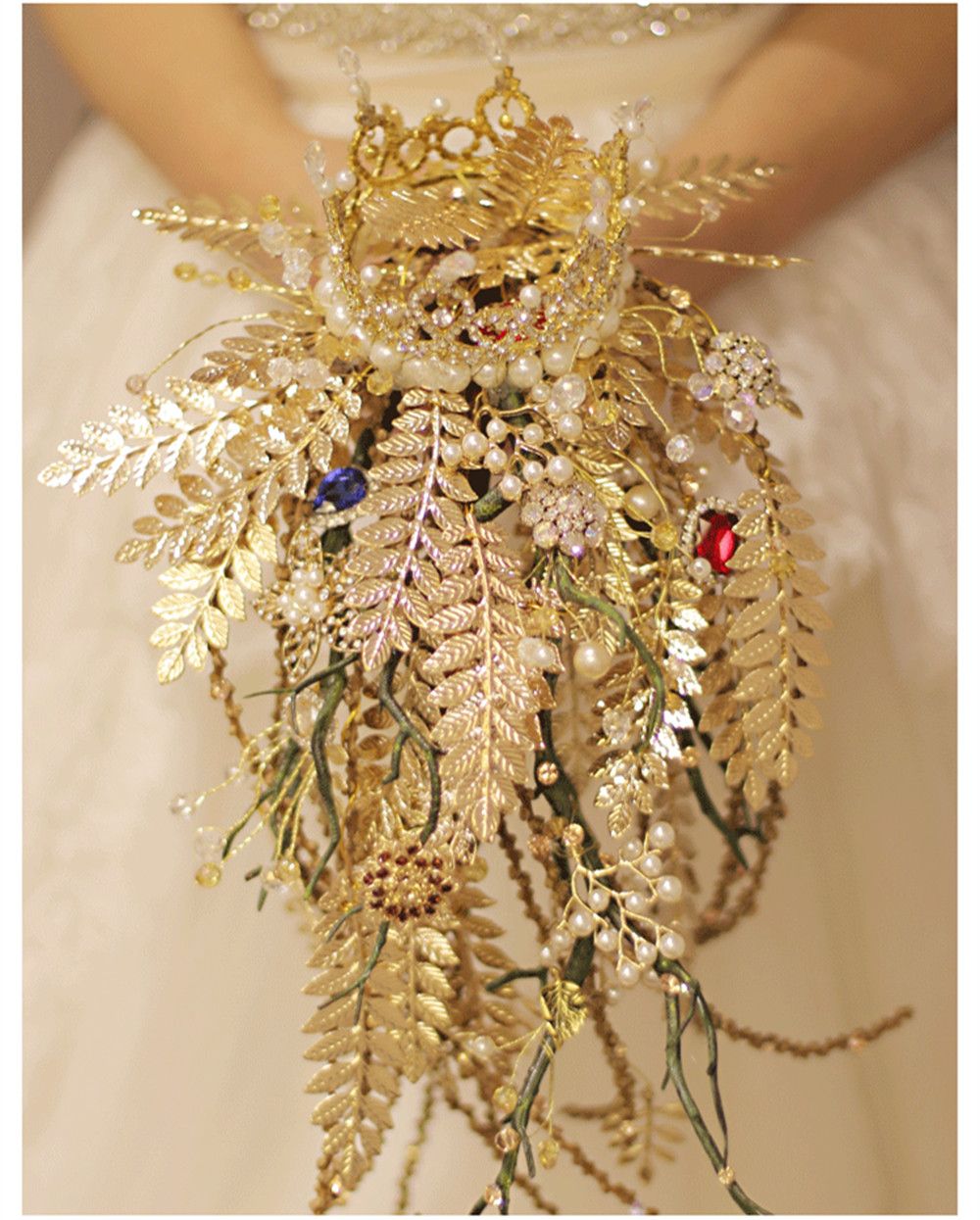 Compra Downton Hecho A Mano Buques Nupciales Gotico Gitano Oro Piedras Preciosas Rhinestone Ramo De Lujo Decoraciones De Boda De Mariage Rose Barato Entrega Rapida Y Calidad Es Dhgate