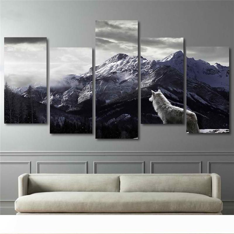 2020 Cool Hd Prints Canvas Wall Art Living Room Home Decor Pictures Snow Mountain Plateau Wolf Paintings Animal Posters Framework From Ghk418418 70 92 Dhgate Com
