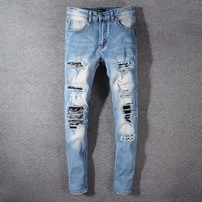 Compra Nuevos Agujeros Para Hombres Jeans Para Hombre Biker Skinny Jeans  Pantalones De Mezclilla Slim Blue Causal Hip Hop Pants Barato | Entrega  Rápida Y Calidad | Es.Dhgate