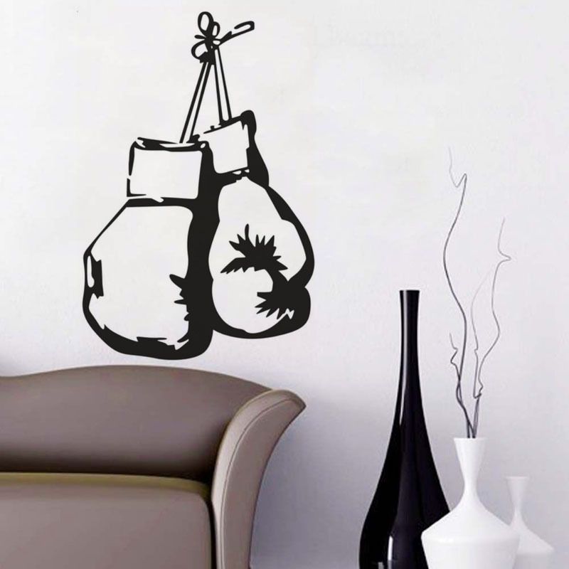 Sports Boxing Gloves Wall Stiker Home Decor Removable Living Room