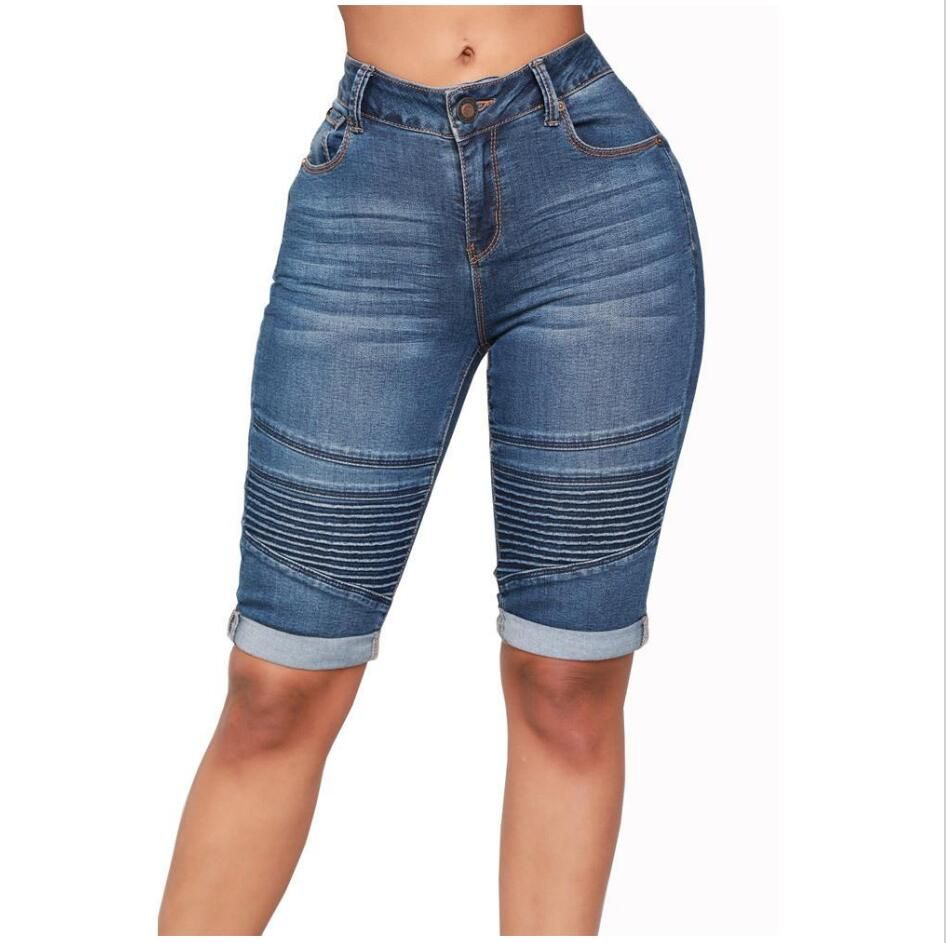 elastic jean shorts womens