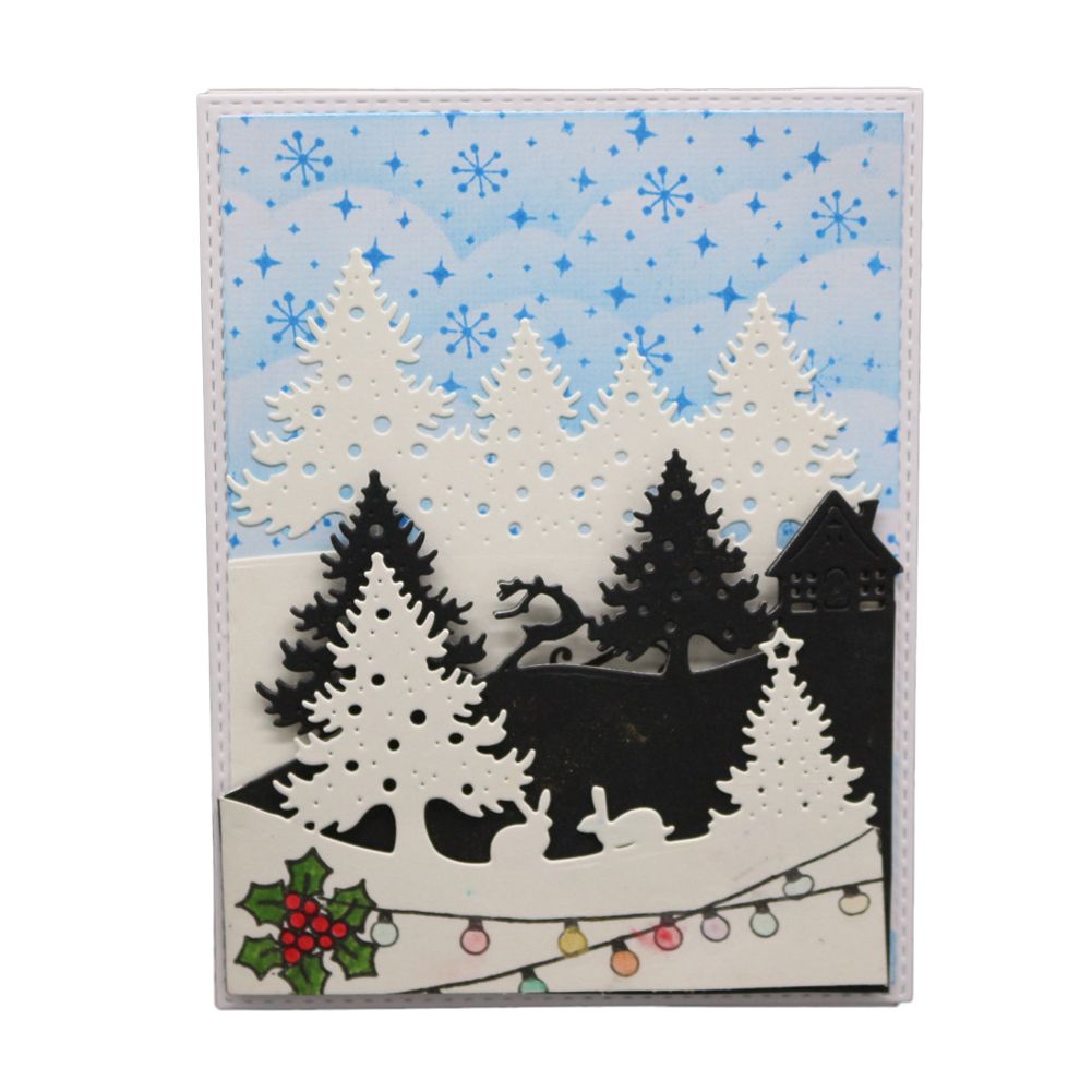 Winter Wood Christmas tree Metal Cutting Dies Stamp Stencil DIY Craft Embossing