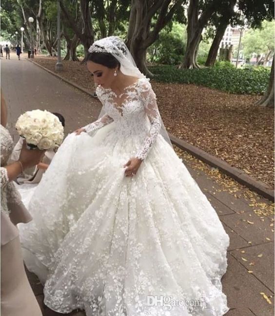 Long Sleeve Ball Gown Wedding Dresses 