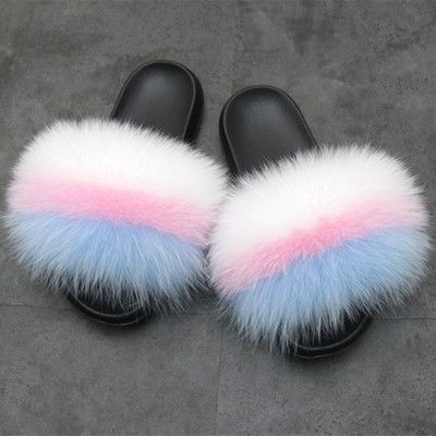 Pink Accent Fox Fur Slides – CoccoUSA