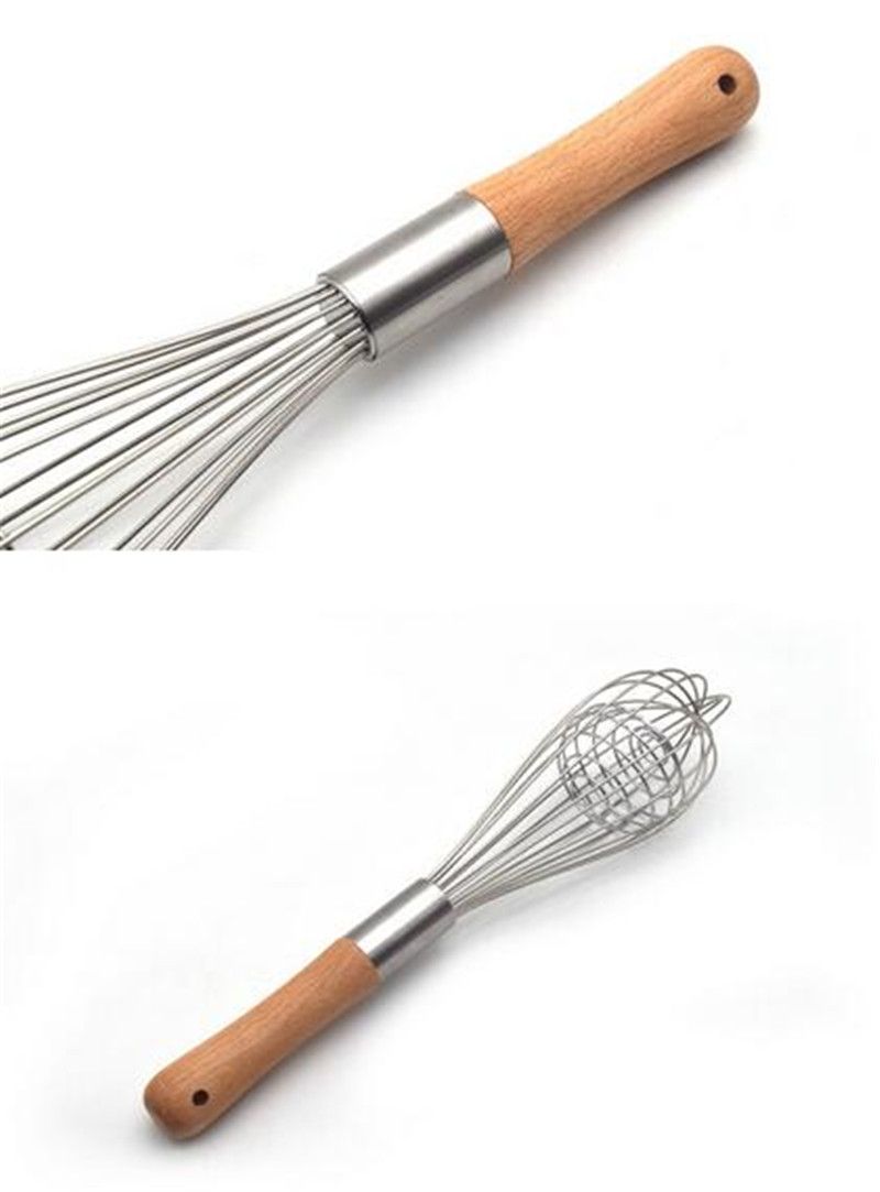 Sbattiuova Miscelatore portatile Frullino for le uova in legno Frullino for le uova manuale in acciaio inossidabile Frullino for le uova Miscelatore da cucina Gadget da cucina for miscelazione Mescola