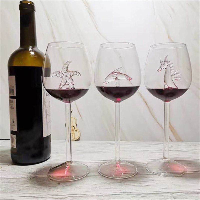 2020 2020 3d Shark Red Wine Glass Crystal Lead Wine Cups Creative
