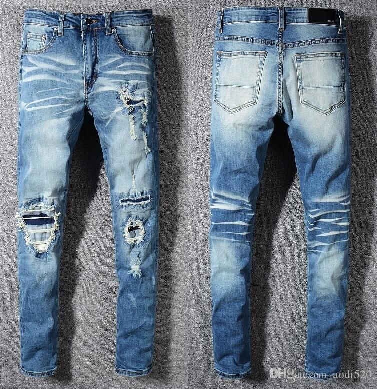 Compra 2020 Pantalones Vaqueros De Marca Jeans Hombre Amiri Pantalones  Cortos Para Hombre Del Agujero Ocasionales Lavados Denim Pantalones  Bordados De Alta Calidad Pies Viejos Pantalones Pantalones De Parche Barato  | Entrega