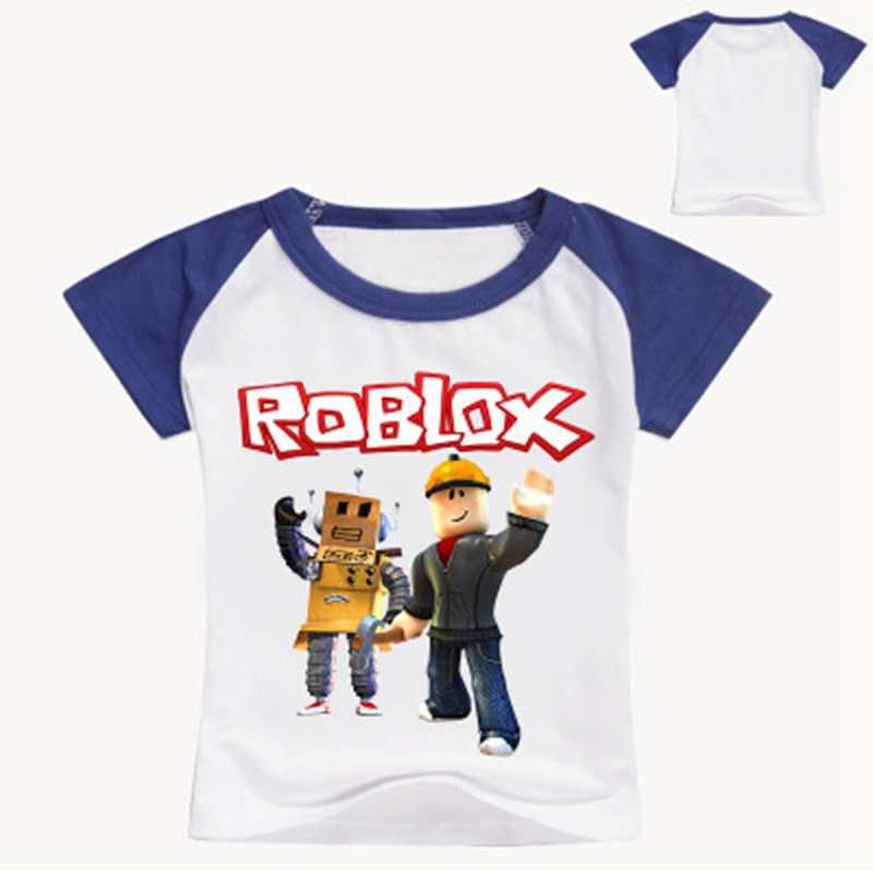 2020 Roblox Boys T Shirt Girls Tops Tees Cartoon Kids Clothes Red