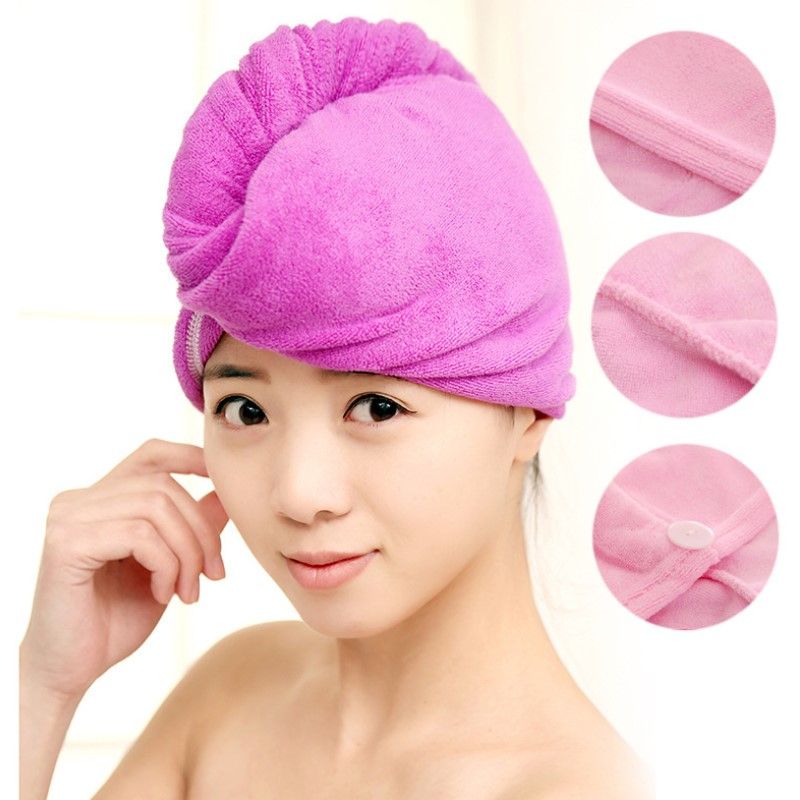 Thick Absorbent Shower Cap Fast 5 Colours UK RAPID DRYING HAIR TOWEL 