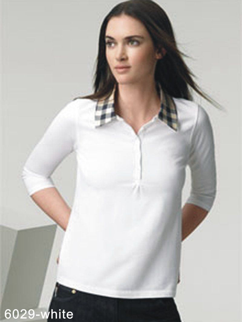 women's three quarter length sleeve polo shirts