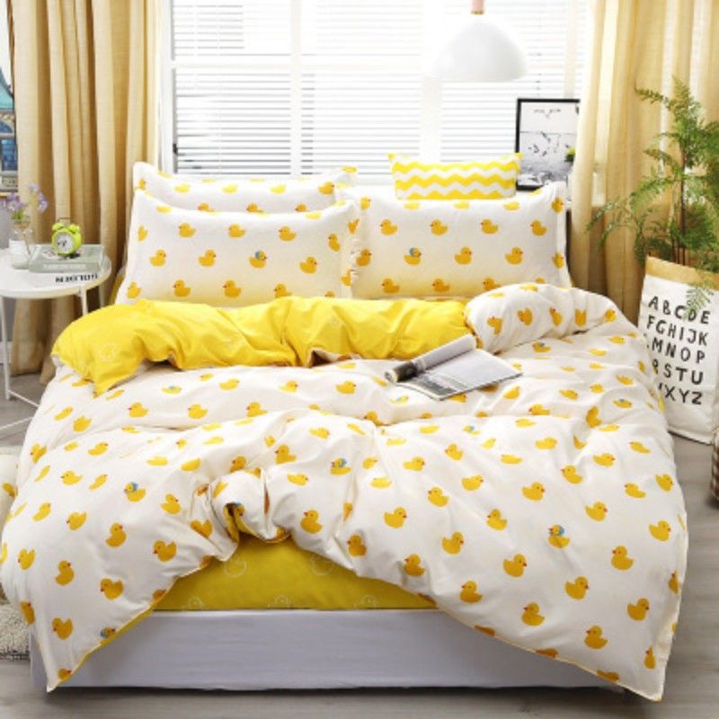 Home Textile Yellow Little Duck Simple Bedding Sets Duvet Cover
