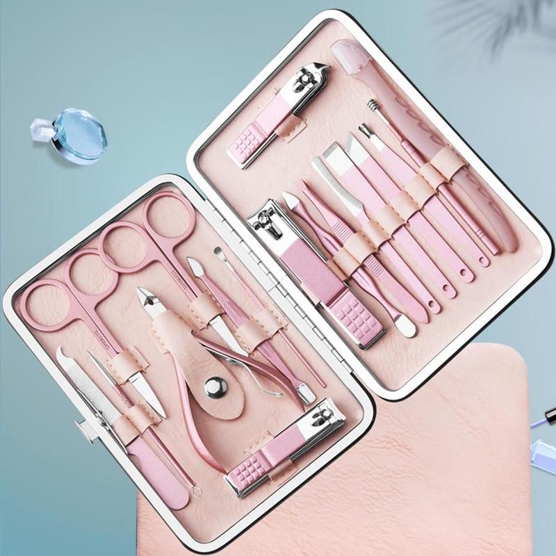 Pink Pedicure Manicure Tool Set Nail Clippers Kit Nail Art Tools For ...
